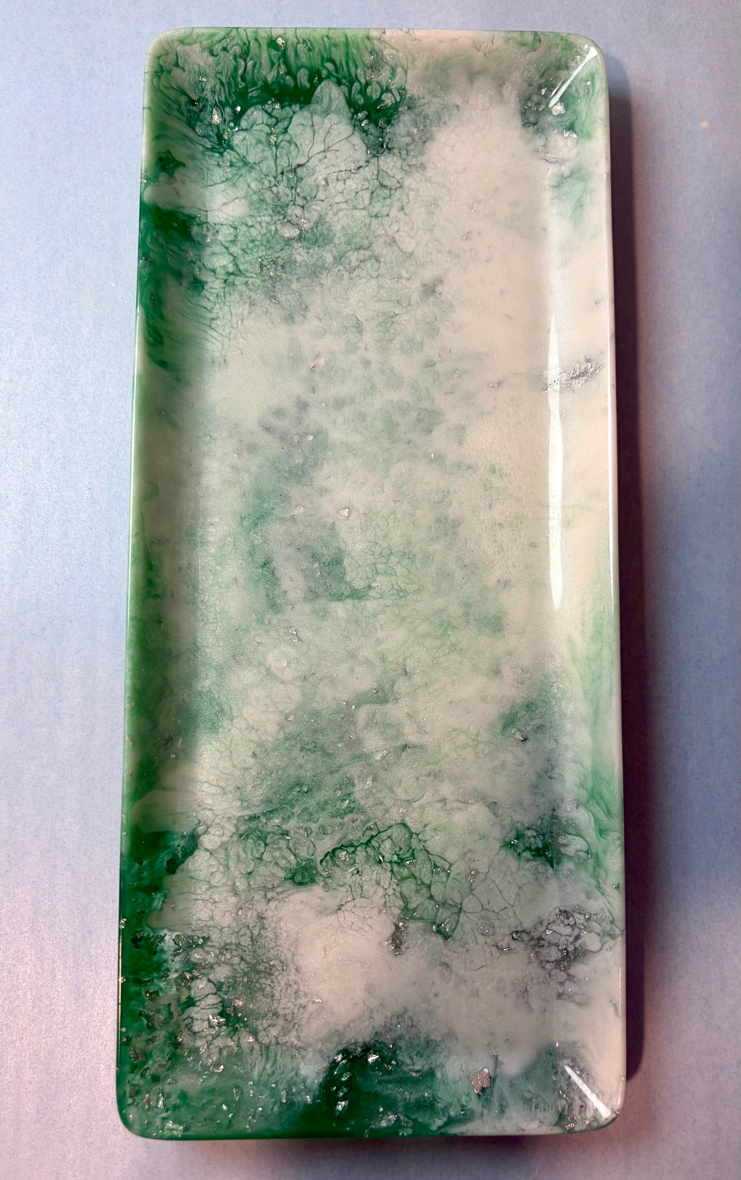 Green Swirl Raised Edge Tray