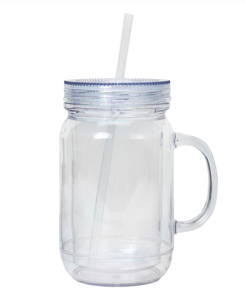 20oz Customizable Mason Style Snow Globe Cup with Handle