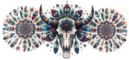 #0761 Cow Skull with flowers- 2