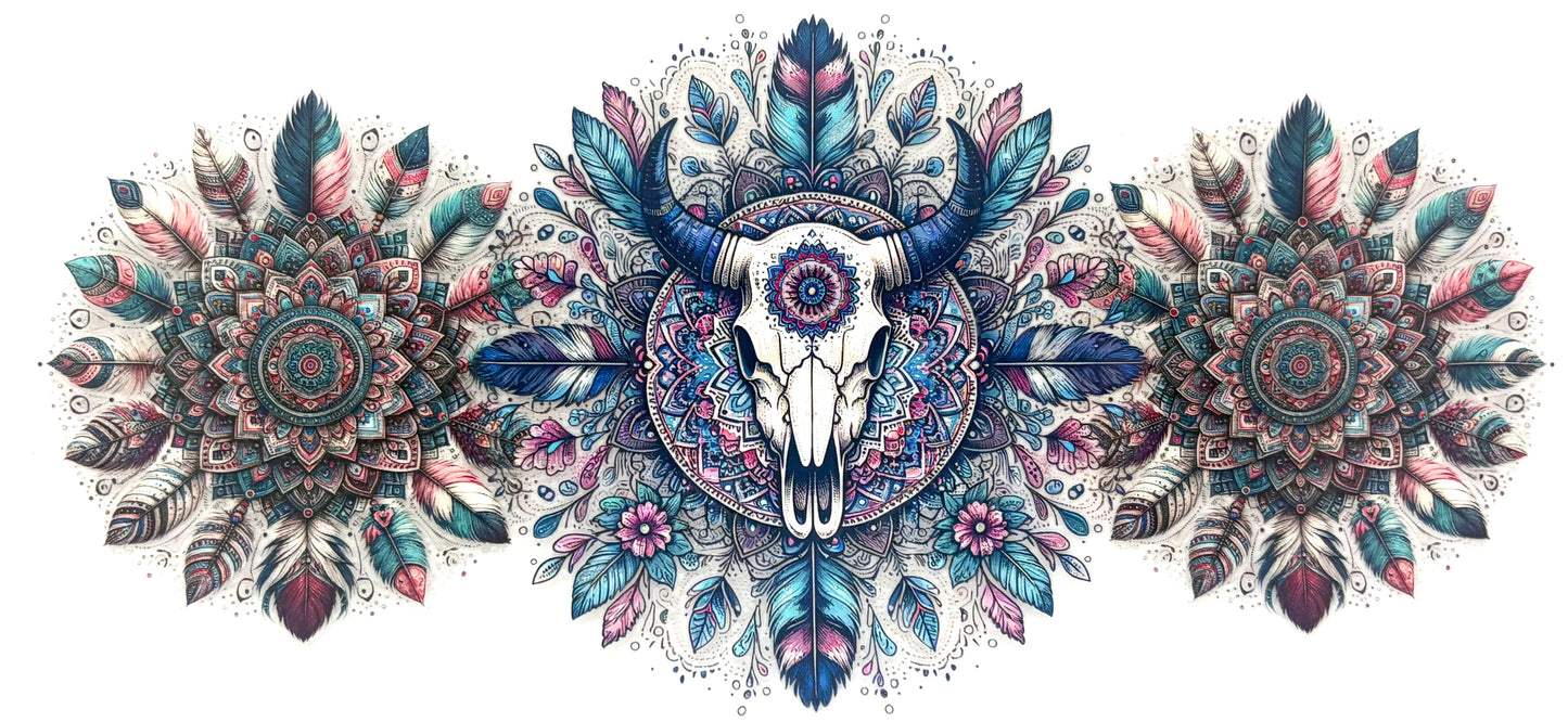 #0762 Cow Skull with flowers- 3