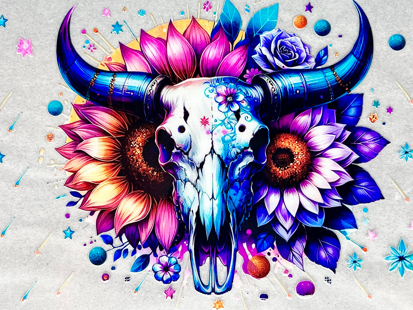 #0062 Cow Skull with flowers- 1