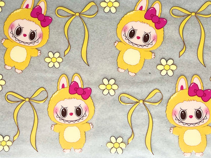 #0091 Ląbubu with Butterflies and Bows- yellow
