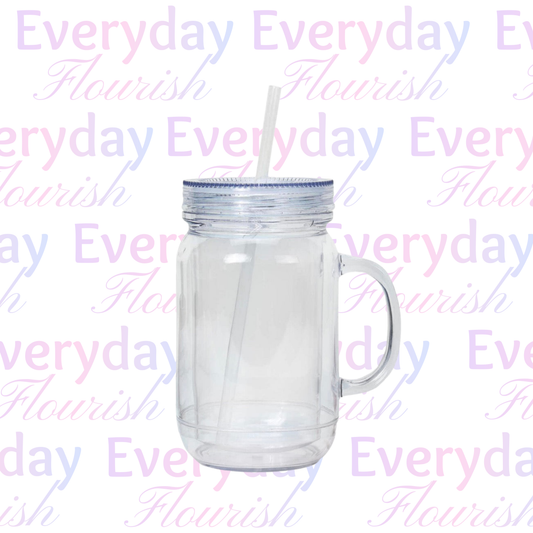 20oz Customizable Mason Style Snow Globe Cup with Handle