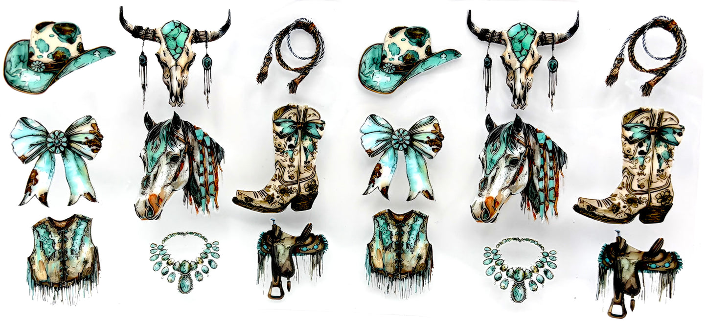 #0947 Boots and Bows Teal