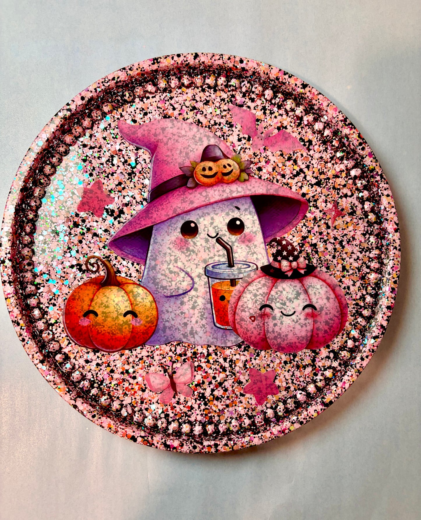 Ghosty Beaded Tray (10.5in)
