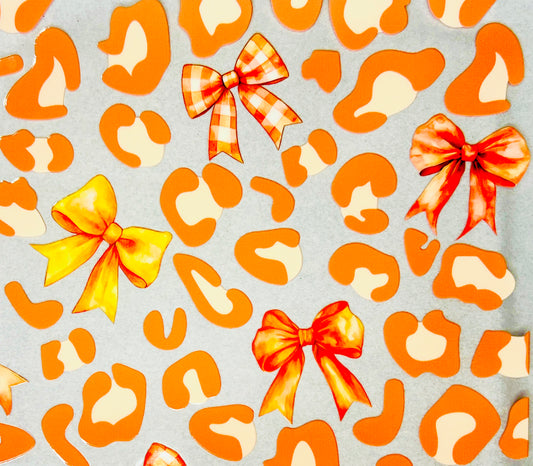 Bows and Leopard print- Orange 20oz