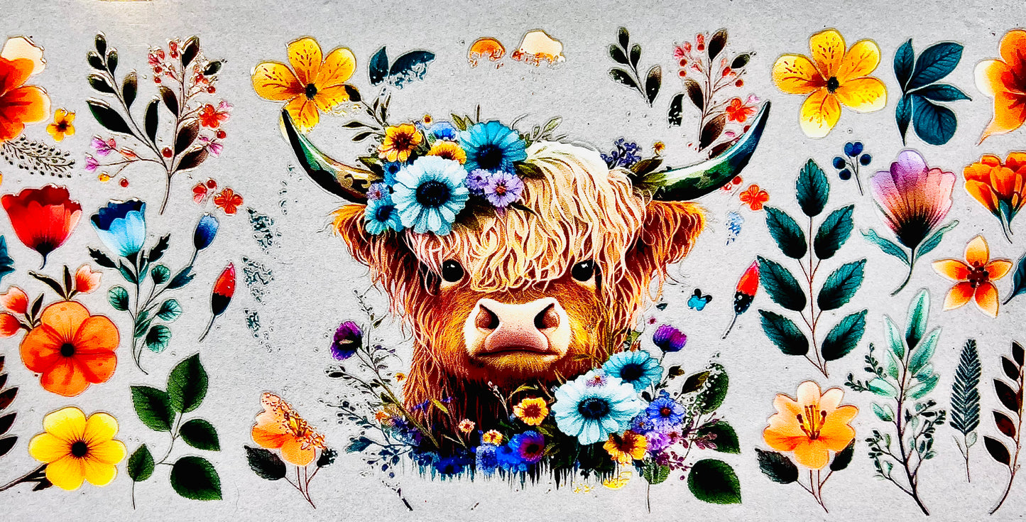 Floral Scottish Cow