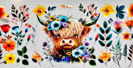 Floral Scottish Cow