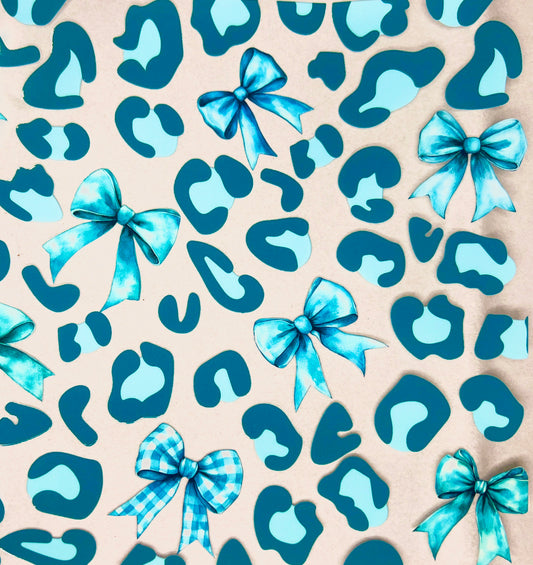 Bows and Leopard print- Teal 20oz