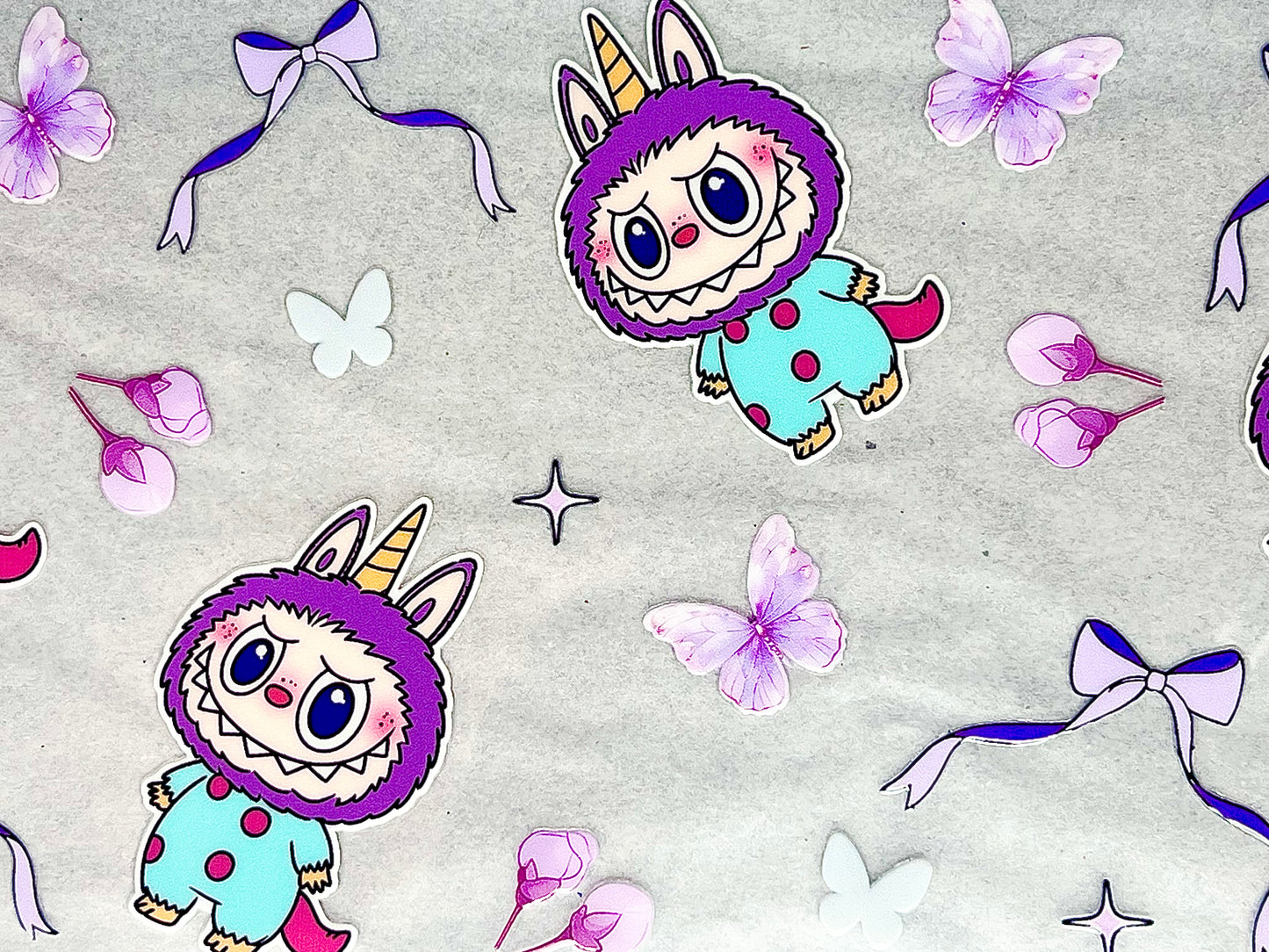 #0092 Ląbubu with Butterflies and Bows- purple