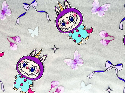 #0092 Ląbubu with Butterflies and Bows- purple