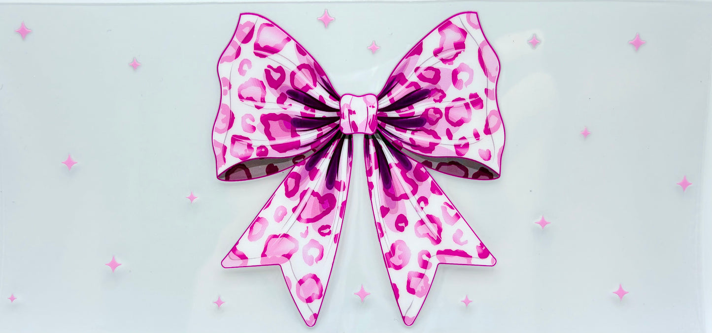 #0710 Leopard Bow- Pink