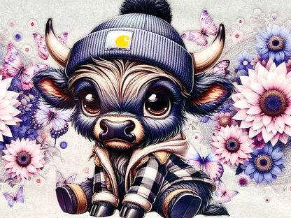 Cowhartt- Gray/Pink flowers