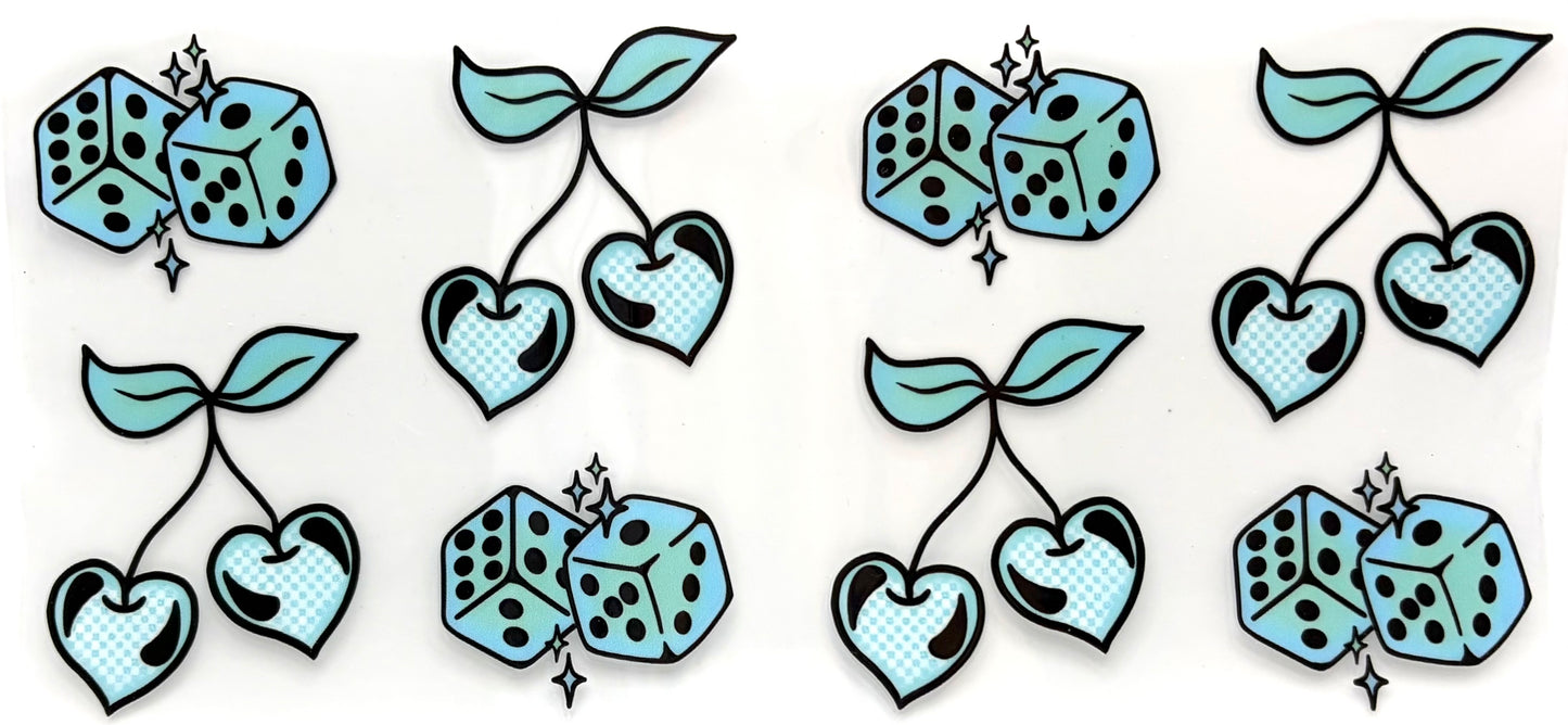 #1040 Cherries and Dice - Teal