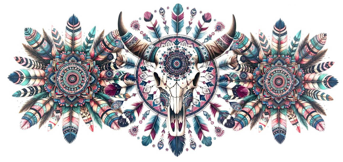 #0763 Cow Skull with flowers- 4