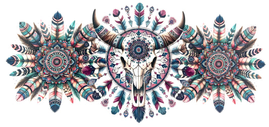 #0763 Cow Skull with flowers- 4