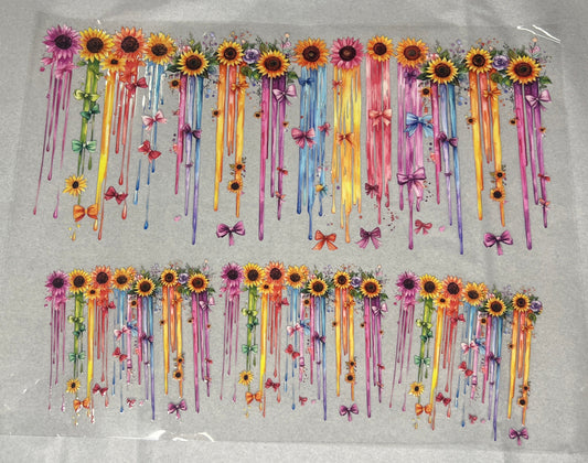 Sunflowers and bows with rainbow drips- 40oz