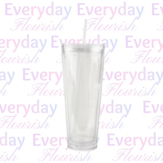 24oz Customizable Acrylic Snow Globe Tapered Tumbler