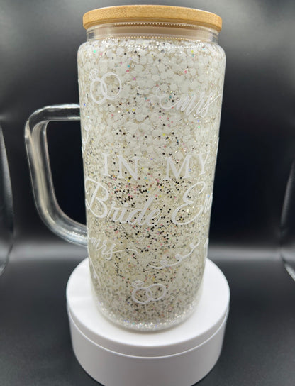 15/20oz Customizable Glass Snow Globe Can with handle